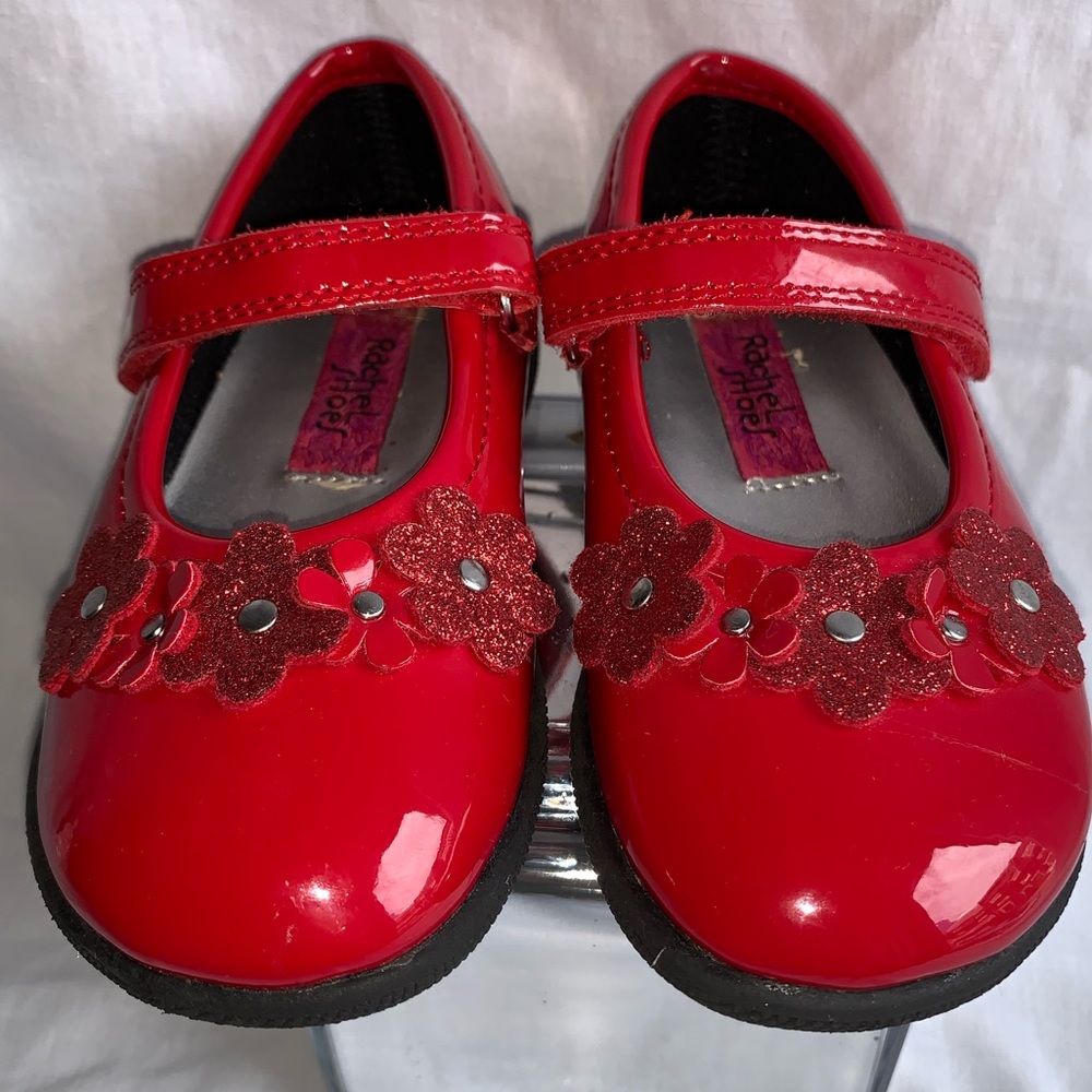 Toddler (G) Red Leather Mary Jane w/ flowers Sz:8